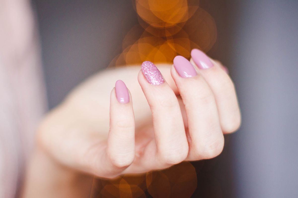 Manicure with glitter accent at Favis Nail Salon, Southwest Detroit